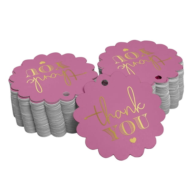 Inkdotpot 100 Pack Real Gold Foil Paper Tags Thank You Bridal Shower Favor Hang Tags