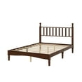 thumbnail image 5 of Harper & Bright Designs Vintage Full Size Platform Bed with Headboard, Retro Queen Wooden Bedframe Wooden Slat Support for Bedroom, Walnut, 5 of 8