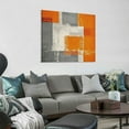 thumbnail image 2 of ARISTURING Oil Painting Canvas Wall Art Print Picture, Watercolor Geometric Art Abstract Poster Artwork for Home Living Room Kitchen Decor Orange Grey (Stretched and Framed) 16x16 inch, 2 of 4