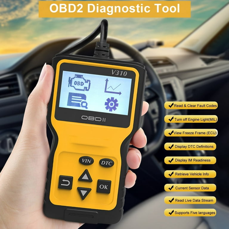 V310 OBD Code Reader OBD2 Scanner Car Check Engine Fault Diagnostic Tool  Automotive Scanner Multi Language Live Data Read VIN