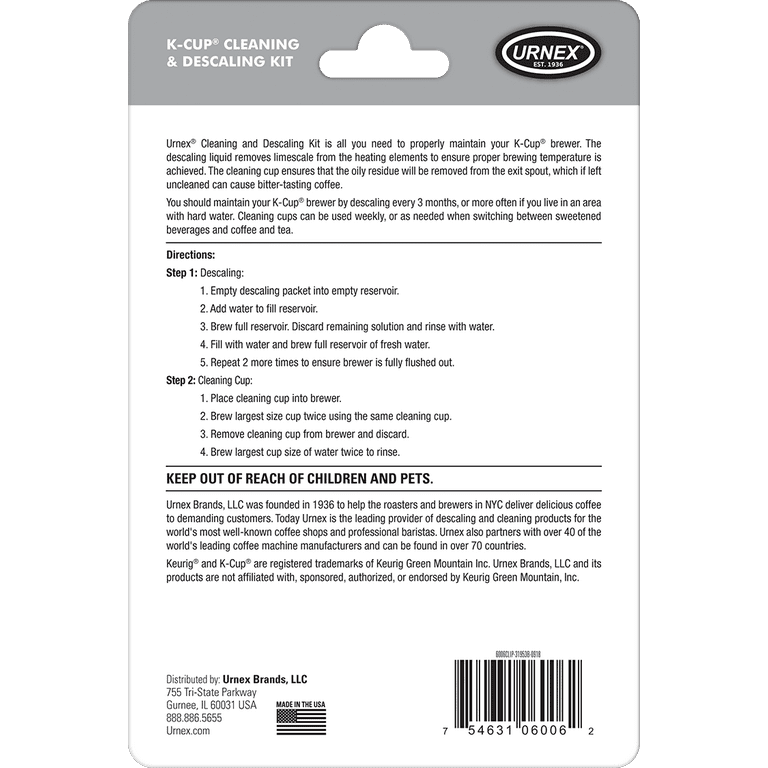 Urnex K Cup Cleaner and Descaler Kit 2 Step Professional Cleaning System for Keurig Walmart
