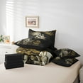 thumbnail image 5 of Manfei Gothic Skull Bedding Comforter Set 7pcs,Gold Crown Full Bedding Set,Spooky Skeleton Fitted Sheet Flat Sheet,Breathable Room Decoration Reversible, 5 of 7