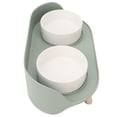 thumbnail image 4 of Ceramics Cat Raised Bowls, Separate Design Rounded Bowl Edge Prevent Spill Cat Raised Bowls  for  Eating for Small Cats White,Green, 4 of 7