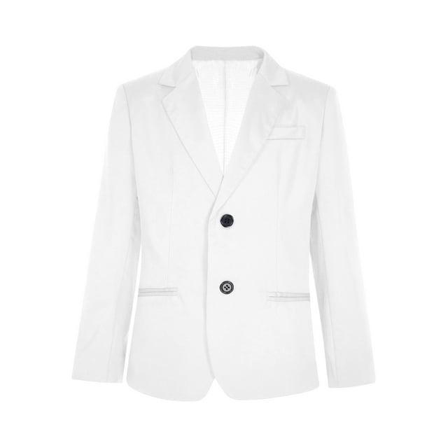 Sxiwei Blazer Formel à Manches Longues pour Garçons Veste de Costume à Simple Boutonnage pour Enfants Blanc 12