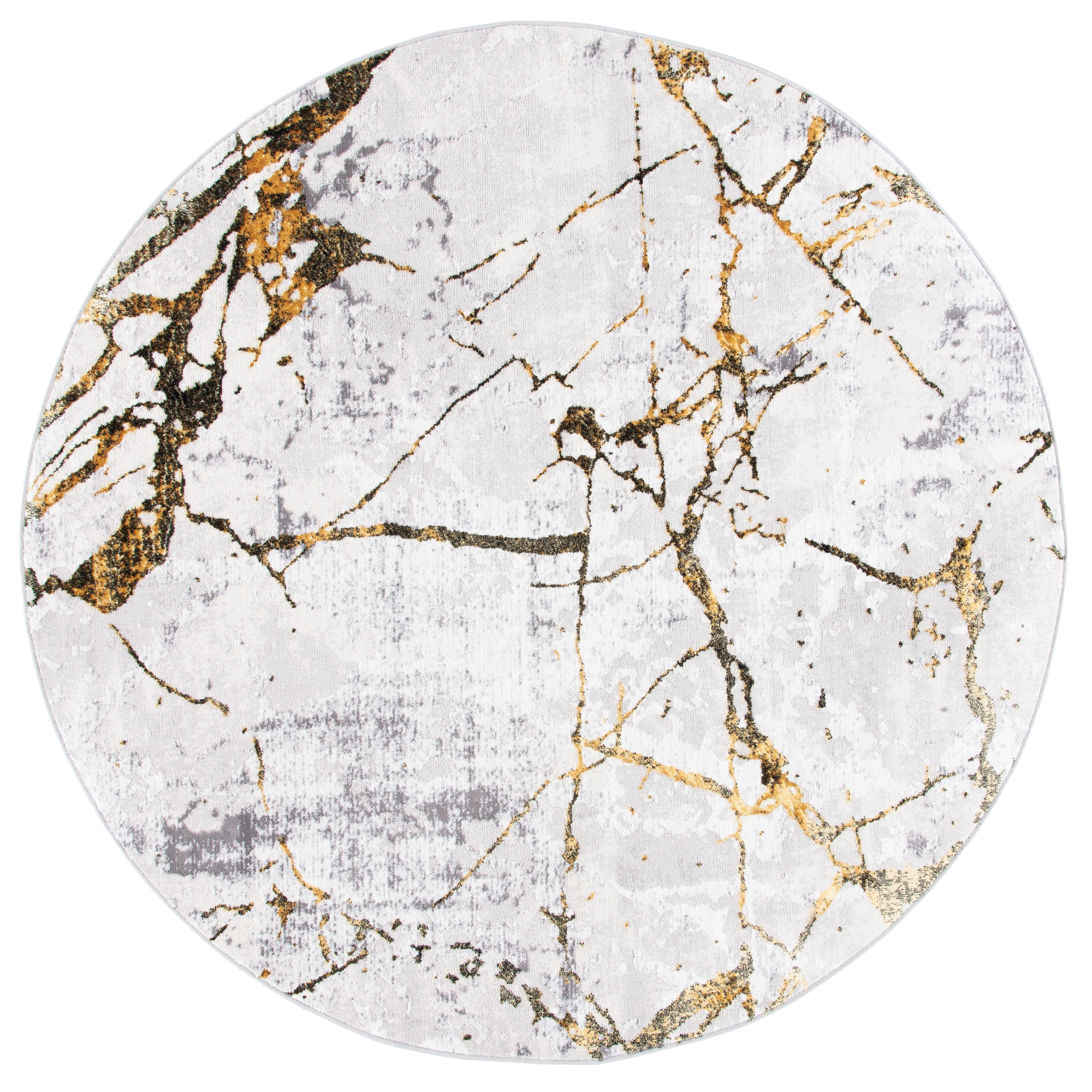 SAFAVIEH Amelia Pemala Abstract Area Rug, Gray/Gold, 12' x 12' Round