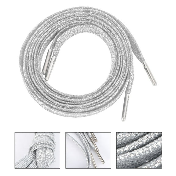 CATIEBYE 1 Pair Silver Flat Plastic Shoelace for Jogging
