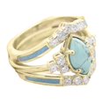 thumbnail image 2 of Trayknick 3Pcs Women Rings Stackable Artificial Turquoise Women Electroplated Long Lasting Finger Rings Jewelry Accessories Golden US 9, 2 of 13