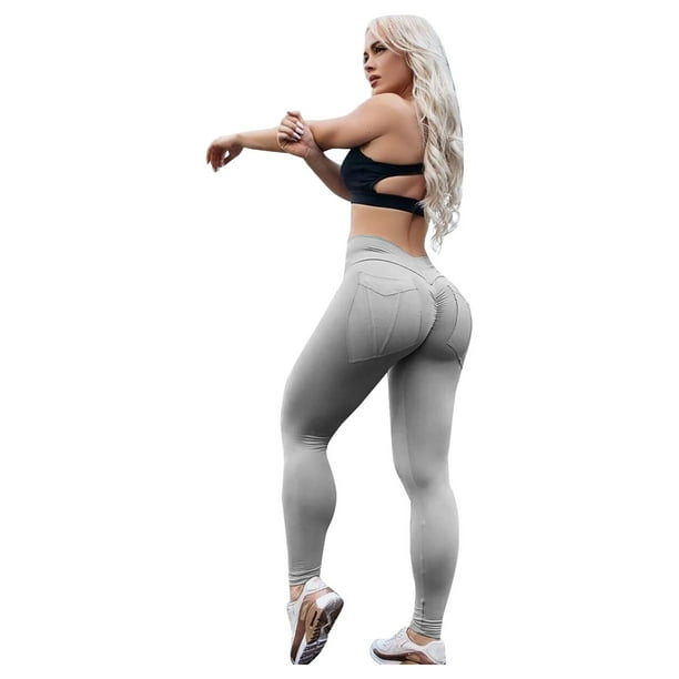 CHGBMOK Yoga Pants for Women Fitness Sports Stretch High Waist Skinny Sexy Yoga  Pants With Pockets 