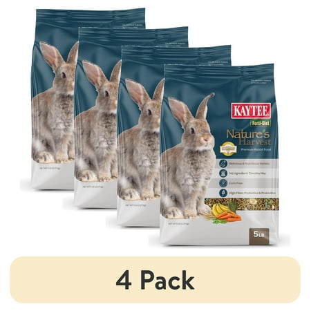 (4 pack) Kaytee Forti-Diet Nature s Harvest Rabbit Food 5 Pounds