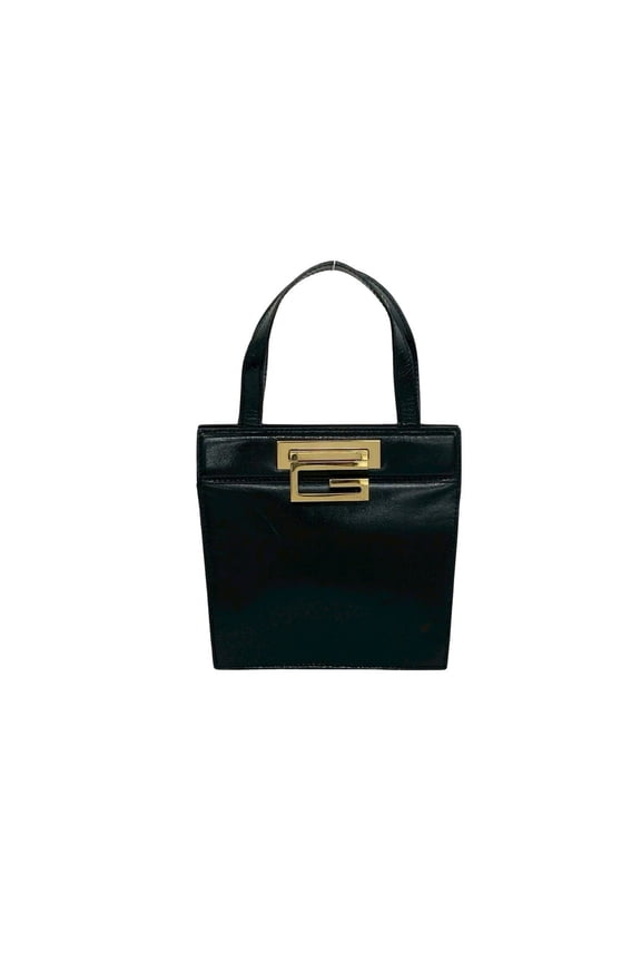 Pre-Owned GUCCI Vintage Old Gucci G Logo Hardware Leather Handbag Mini Tote Bag Black 54319