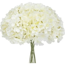 Fake White Hydrangea Artificial Flowers - Faux Silk Hydrangeas Flowers Heads with Stems Real Touch for Home Wedding Party Table Decor(White,Pack of 10)