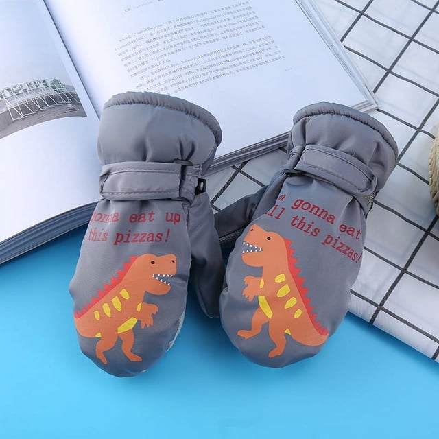 Guantes cálidos de invierno para niños con dibujos creativos de dinosaurios pequeños, gruesos y resistentes al frío, para esquí Mitch