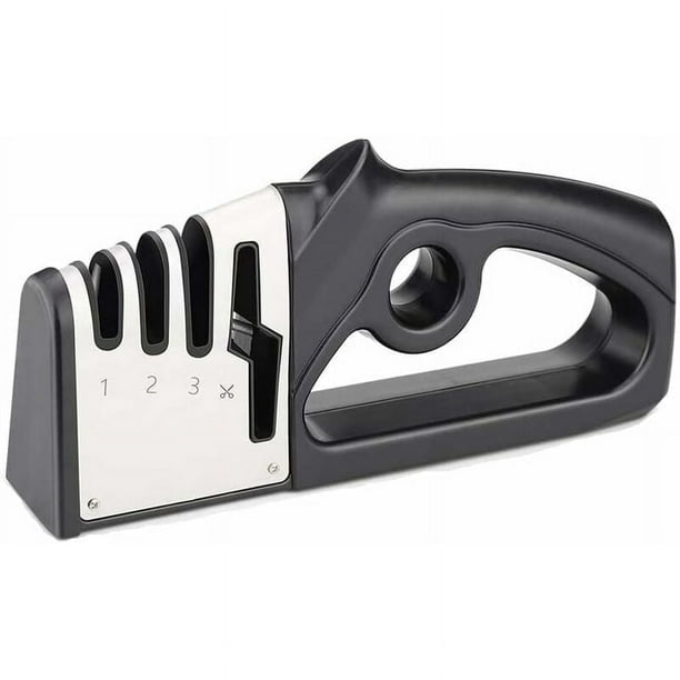 Afilador de cuchillos de cocina, varilla de afilado de diamante con base de goma antideslizante para herramientas de corte, mango ergonómico adecuado para acero inoxidable, cuchillos y tijeras de