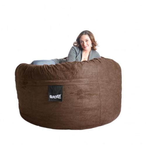 slacker sack 5feet memory foam microsuede beanbag chair, large, navy