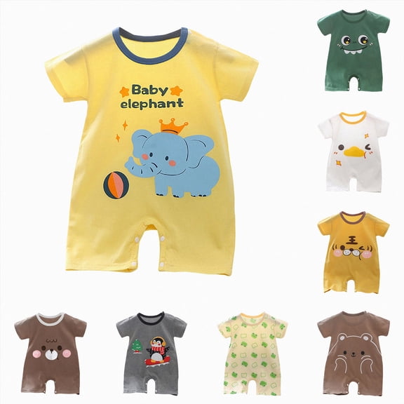kmaduk Baby Boy Girl Romper Unisex Short Sleeve Toddler Infant Jumpsuit Shorts Summer One Piece (Yellow,6-9 Months)