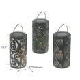 thumbnail image 2 of LED Solar Black Cylinder Lantern With Design, 2 of 3