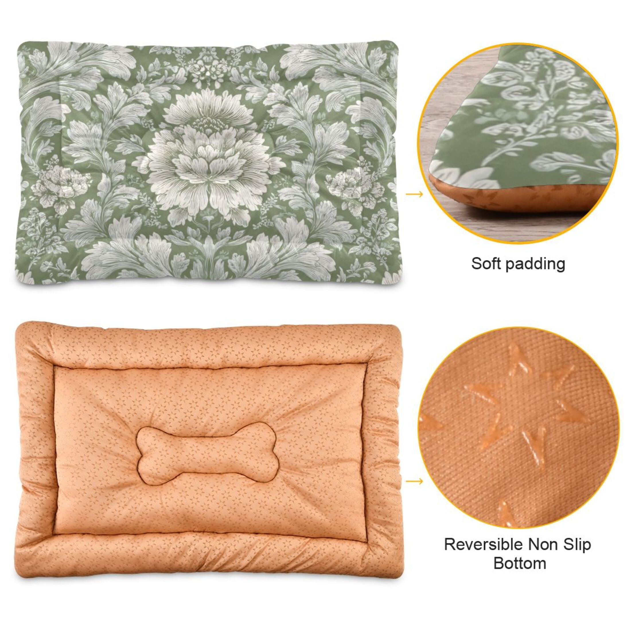 Cozy Mat Pet Bed Indoor Outdoor Warm Soft For Cat Dog Puppy(S/M) Sage Green and Ivory