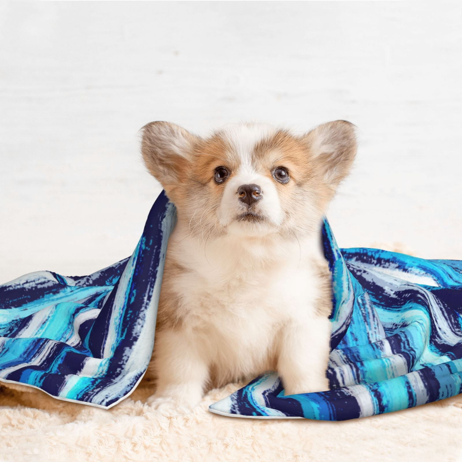 Naloa Ice Blue Stripes Dog Blanket, 3 Sizes Cat Blanket for Indoor Cats Large Medium Small Dog Gifts-Large