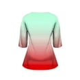 thumbnail image 5 of XUNKUSGA Plus Size Womens Tops Summer Loose Gradient Tunic Tops 3/4 Sleeve Boat Neck T Shirts for Women Lightweight Casual Dressy Blouses for Women XL-5XL Red, 5 of 6