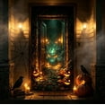 thumbnail image 2 of Giant Halloween Door Cover, Festive Holiday Outdoor Indoor Decorations for Porch Wall Window Party Supplies, Halloween Decor (F), 2 of 5