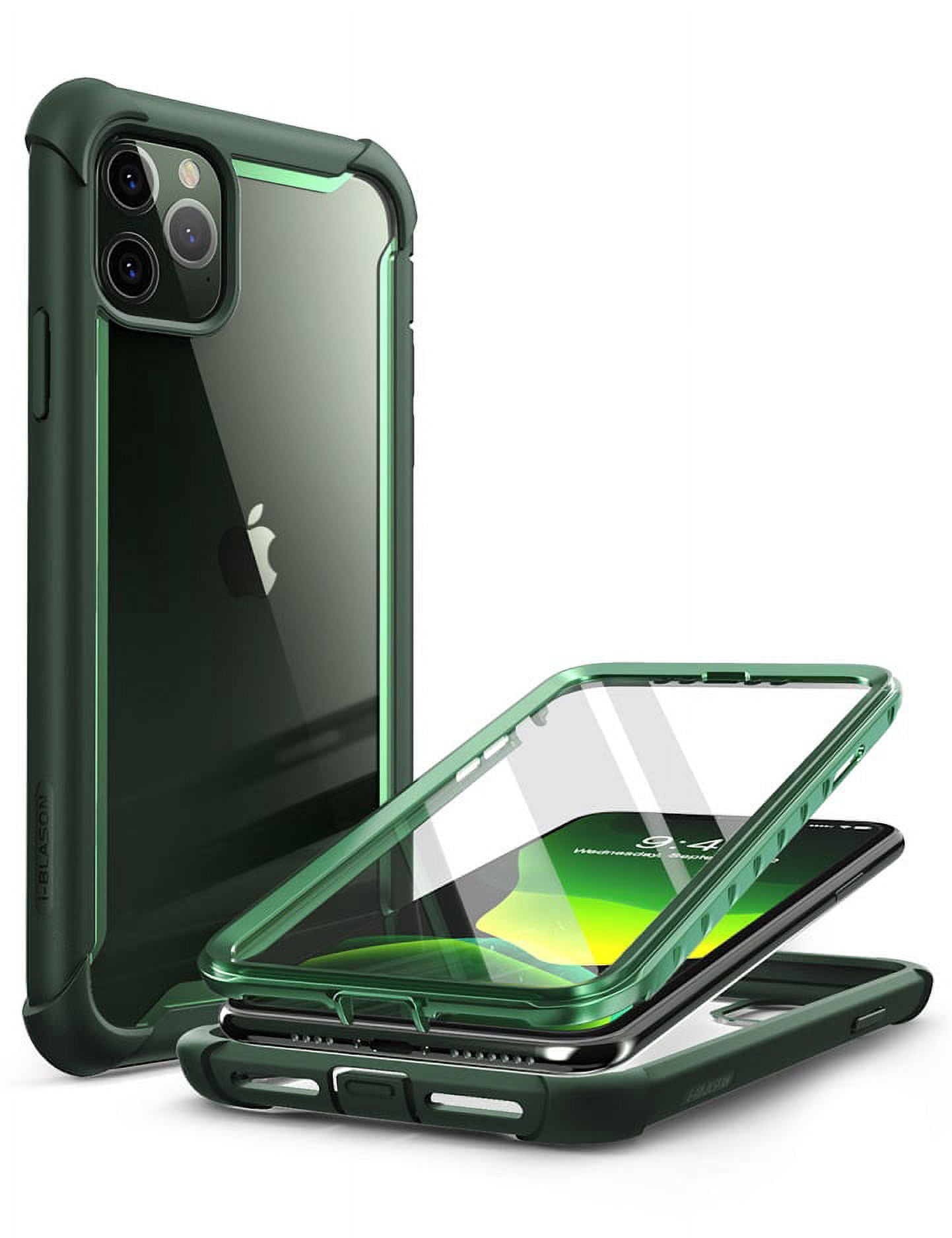 i-Blason Ares Case for iPhone 11 Pro Max 6.5 inch 2019 Release, Dual Layer Rugged Clear Bumper Case with Built-in Screen Protector (Green)