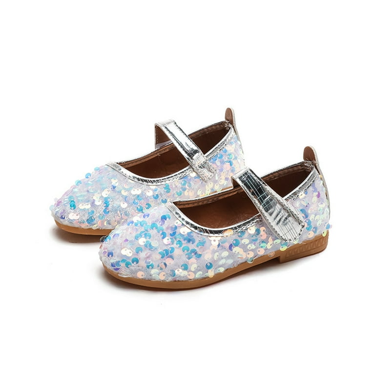 WERYOUNG Girls Sandals Summer New Fashion Cute Sequins Flat Sole Princess Shoes  Baby Trendy Wedding School Sandal,White,5-5.5 Years - Walmart.com