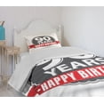 thumbnail image 4 of Ambesonne Retro Quilted Bedspread Set 2 Pcs, Birthday Red Ribbon, Twin Size, Red Grey White, 4 of 6