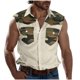 thumbnail image 1 of Camisas de Cuello para Hombres, Moda Casual Día de la Independencia Imprimir Turndown Bolsillos sin Mangas Tanque Deportivo, 1 of 5