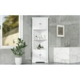 thumbnail image 3 of Tall Bathroom Storage Cabinet, Corner Cabinet with Doors and Adjustable Shelf, MDF Board, White, 3 of 8