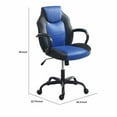 thumbnail image 5 of Rue 27 Inch Ergonomic Office Chair Faux Leather Swivel Seat Black Blue - Saltoro Sherpi, 5 of 5
