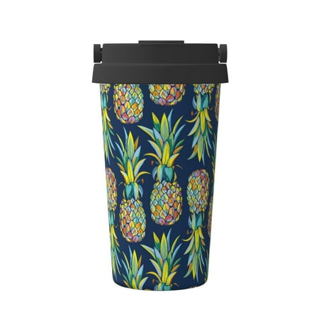 

Goofa Colorful Pineapples for Insulated Travel Coffee Mug Spill Proof Leak Proof 16 OZCoffee Tumbler Reusable Coffee Cups with Lids Thermos for Hot and Cold Drink