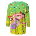 thumbnail image 4 of Cavosen Carnival Day Womens Three Quarter Sleeve T Shirts Festival Mardi Gras Crewneck Shirts Mask Graphic Print Tops Holiday Stylish Blouse Casual Athletic T-Shirts Party Tuesday Green L, 4 of 5