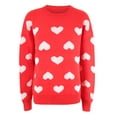 thumbnail image 3 of Chandail en Molleton Cœur! Fadeal Sweat à Capuche Tricoté pour Femmes, Hiver Printemps, Saint-Valentin, Amour, Col Rond, Rouge L, 3 of 3