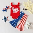 thumbnail image 2 of TOWED22 4th of July Baby Girl Outfit Toddler Memorial Day Clothes T-Shirt Top American Flag Shorts with Headband,9-12 Months, 2 of 5