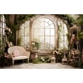 thumbnail image 2 of French Window Backdrop Living Room Sofa Green Leave Flower Background Fairy Princess Birthday Party Decorations Banner Supplies Photo Booth Props, 2 of 4