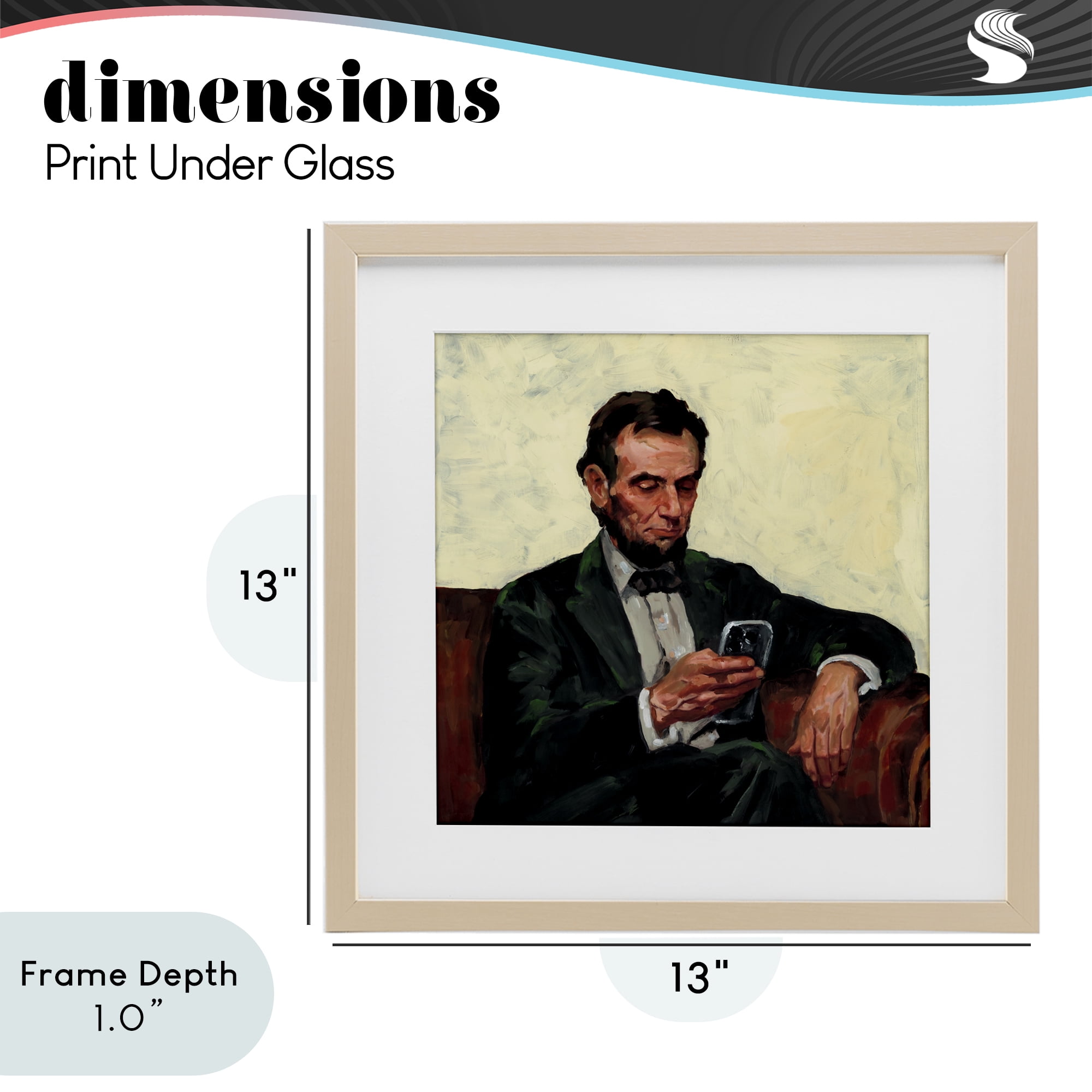 Stupell Industries Abe with Cellphone Birch Framed Print Under Glass, design by Studio Bautista