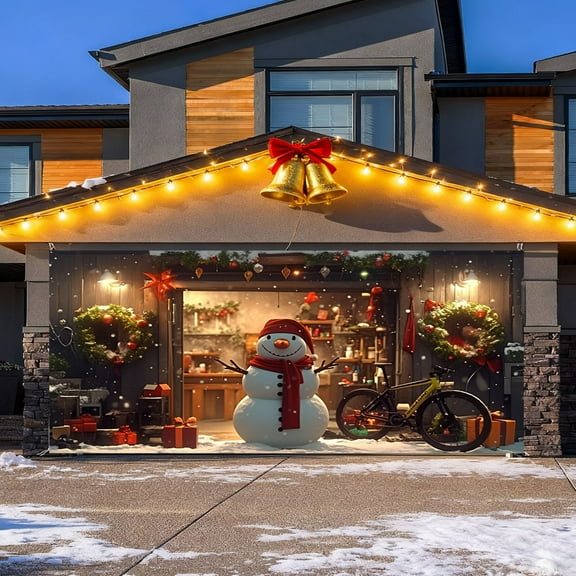 Large 7x16 Ft Merry Christmas Background for Holiday Parties Santa Photography and Festive Garage Door Displays