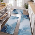 thumbnail image 2 of Blue Gold Marble Pattern Kitchen Rugs Sets Of 3,Kitchen Runner Rugs Non Skid Washable,Decorative Kitchen Floor Mats for Kitchen,Sink,Laundry,17"x30"+ 17"x47" + 17"x59", 2 of 6