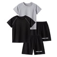 thumbnail image 2 of UACY 2 Pack Boys 2 Piece Summer Outfits Sweatsuit Kids Athletic Short Sleeve T-Shirts Workout Shorts Tracksuits Clothing Set (Dark Gray, 5-6 Years), 2 of 9