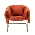 thumbnail image 5 of Modern Living Room Chair, Accent Chair with 1 Pillow, Upholstered Lounge Armchair with Golden Metal Frame and Comfortable Cushioned Seat for Bedroom, 250LBS Weight Capacity, Orange, 5 of 7