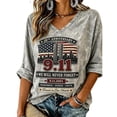 thumbnail image 2 of 9/11 25th Anniversary Shirt Womens WE Will Never Forget Tee Shirts | Lightweight Fabric, V Neck Short Sleeve Tops, American Flag, 2001-2026 25Th Anniversary Tops, Patriotic Honor Tee Shirt Gray,2XL, 2 of 6