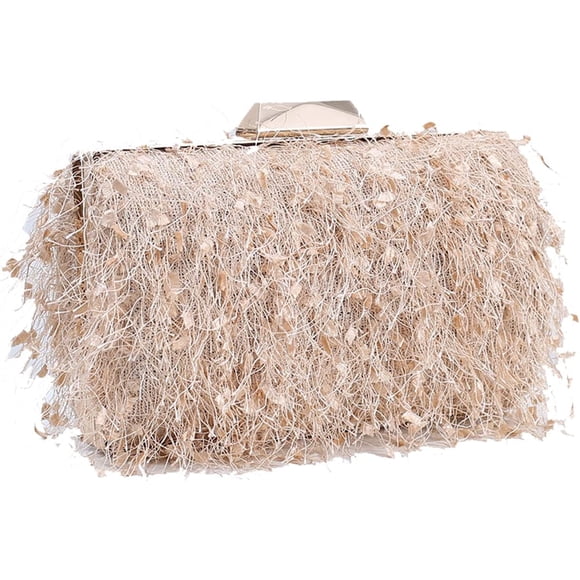 LHSHID Small Clutch Purses for Women Fluffy Evening Bag