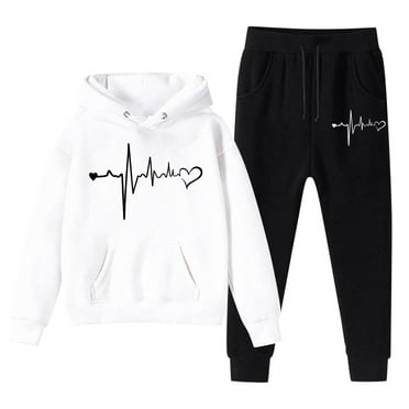 Lolynie Toddler Girls Outfit Sets Sweatshirt Girls Kids Boys Kids Hooded Tracksuit Unisex Two Piece Outfits Hoodie Sweatshirt Sweatpants Set