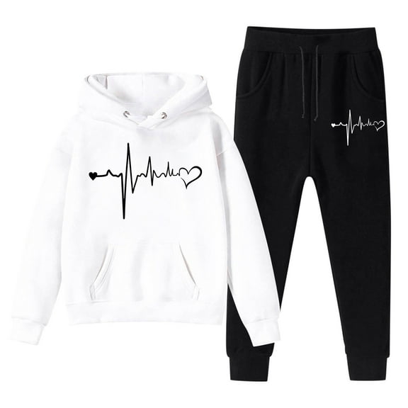 Baby Boys Girls Sweatsuit Set Graphic Long Sleeve Athletic Hoodie Sweatshirt and Jogger Sweatpants Fall Winter Outfits for Festival Gifts 2 Piece Outfit Size 4-5