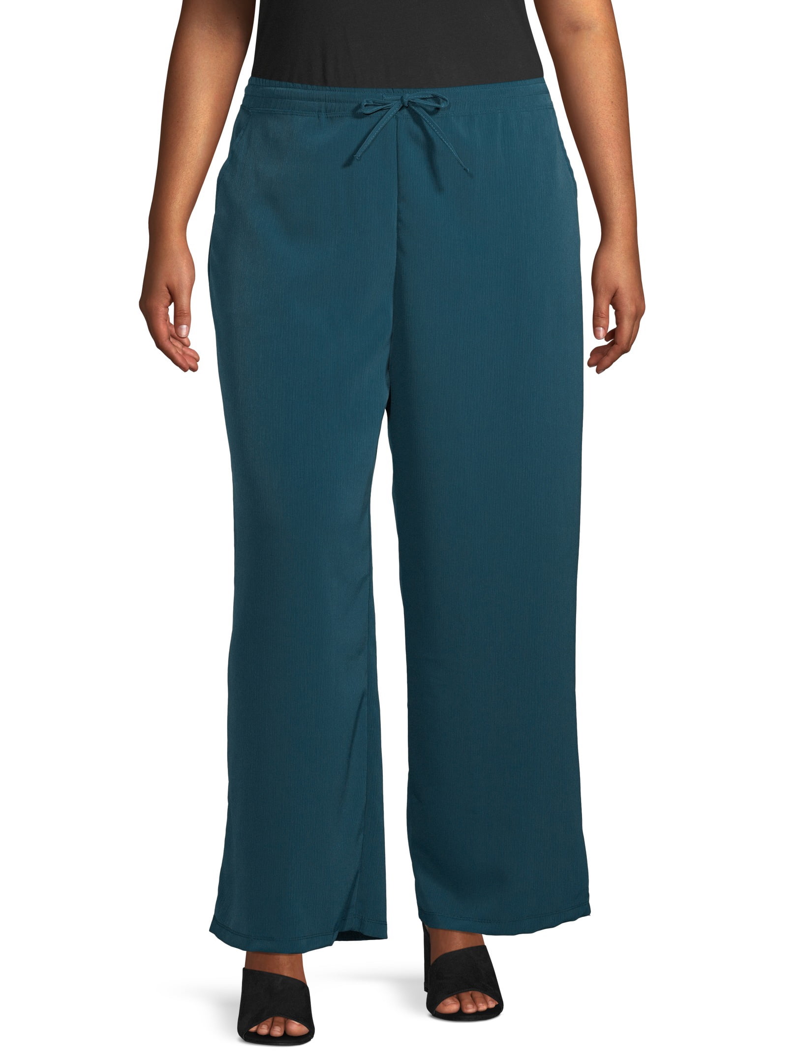 French Laundry Women's Plus Size Wide Leg Palazzo Soft Pants with