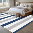 thumbnail image 5 of Navy Blue Grey Stripe Washable Living Room Rugs 8'x10', Classic Modern Low Pile Throw Large Area Rug Non-Slip Sturdy Edge Binding Carpet for Bedroom Dining Room Office, 5 of 9