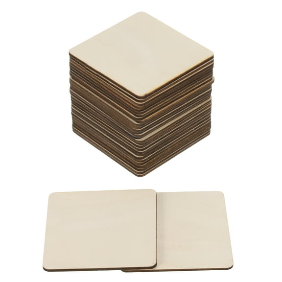 Uxcell 3x3 Inch Unfinished Blank Square Wood Slices for DIY Art Crafts Decor 30 Pack