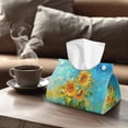 thumbnail image 4 of ZUXONGSY Sunflower Oil Painting Tissue Box Cover Modern PU Leather Tissue Holder with Buttons Rectangular Fashion Tissue Cube Box Cover Easy to Install Stylish Home Decor, 4 of 7