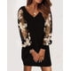 thumbnail image 3 of Vestido de retazos de encaje estampado con cuello en V para mujer, manga larga, temperamento versátil para viajes, nuevo, otoño, 3 of 6