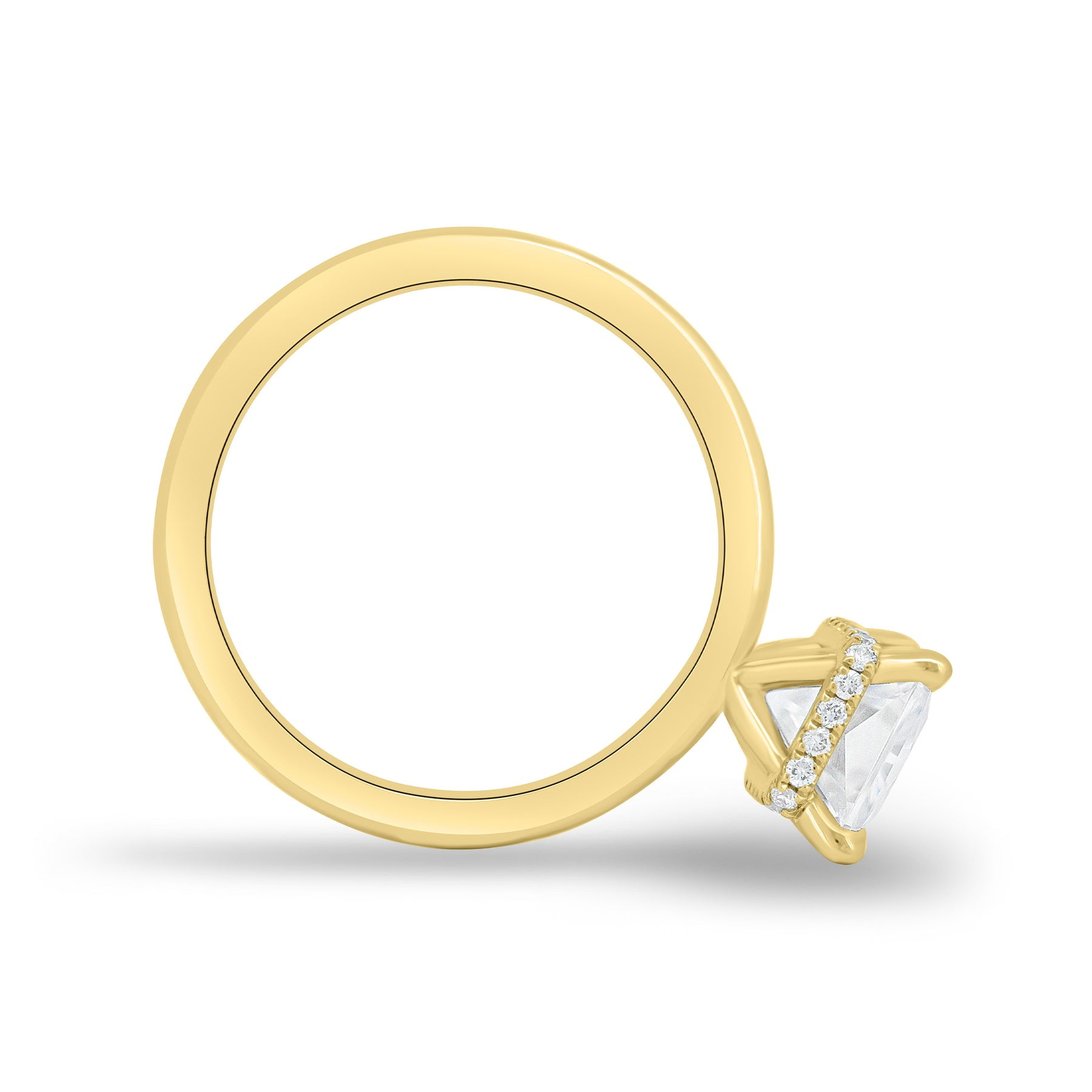 ESTE ORIGIN 4 Ctw Radiant Lab Grown Diamond Solitaire Ring with Hidden Halo in 10K Yellow Gold for Women